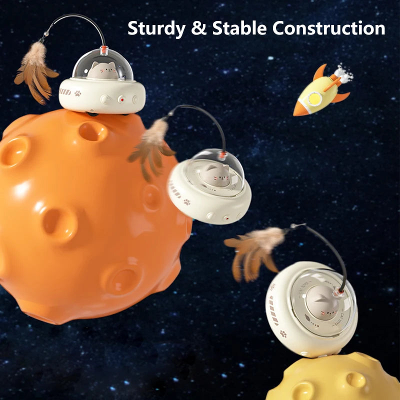 Interactive UFO Cat Toy with Bell & Feather