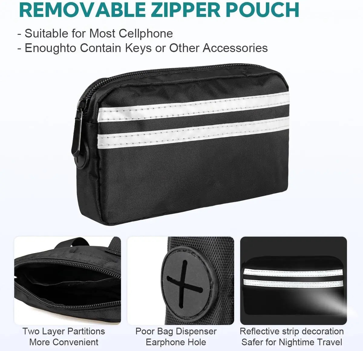 Hands-Free Dog Leash with Zipper Pouch