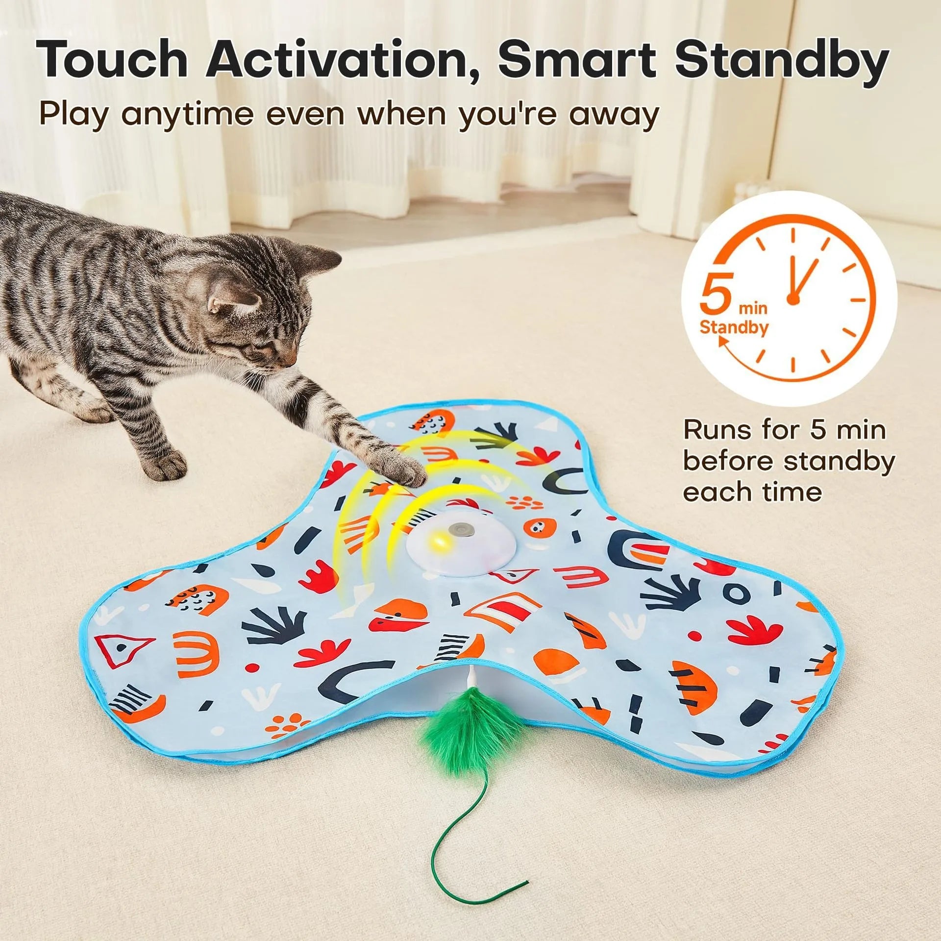 Moving Feather Cat Toy – Hide & Flap