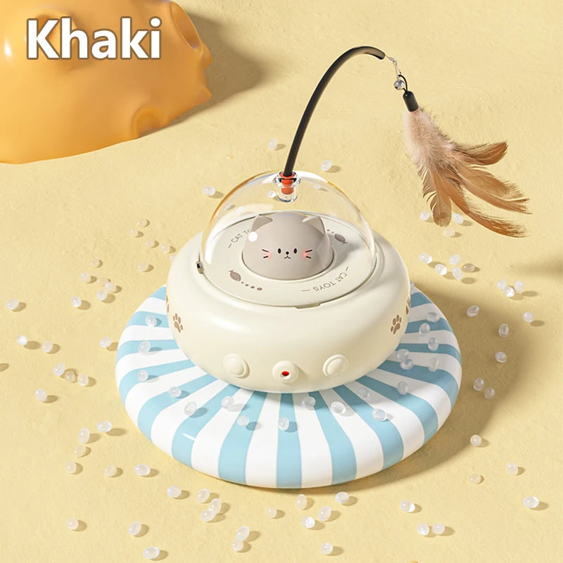 Interactive UFO Cat Toy with Bell & Feather