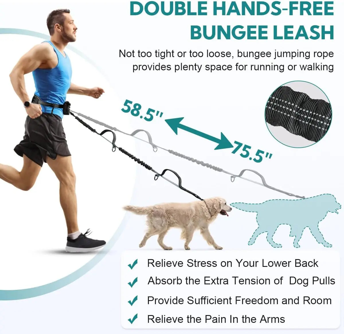 Hands-Free Dog Leash with Zipper Pouch